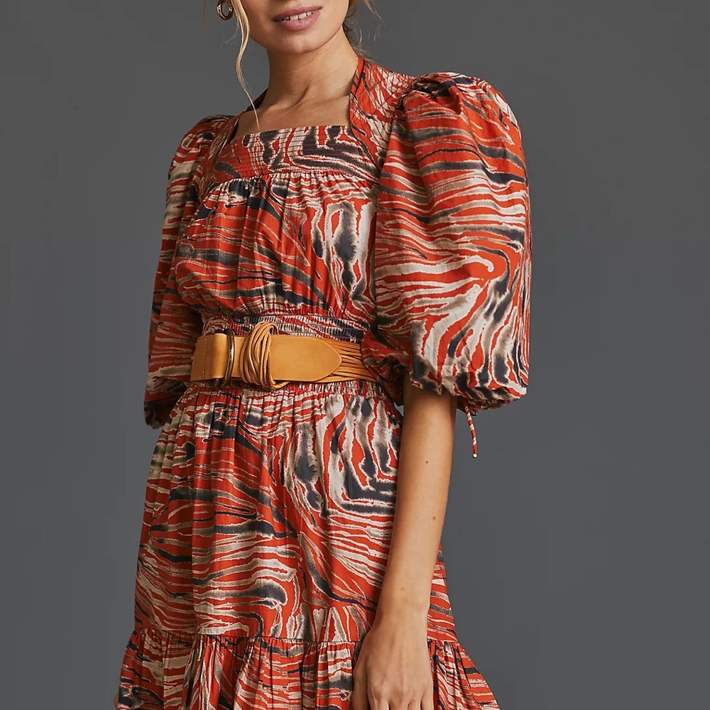 Anthropologie Red and Black Zebra Print Dress
